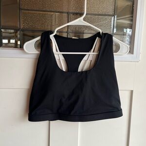 FABLETICS black & animal print strappy racerback sports bra